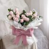 Pink Roses Bouquet with Ribbon - 20 stalks