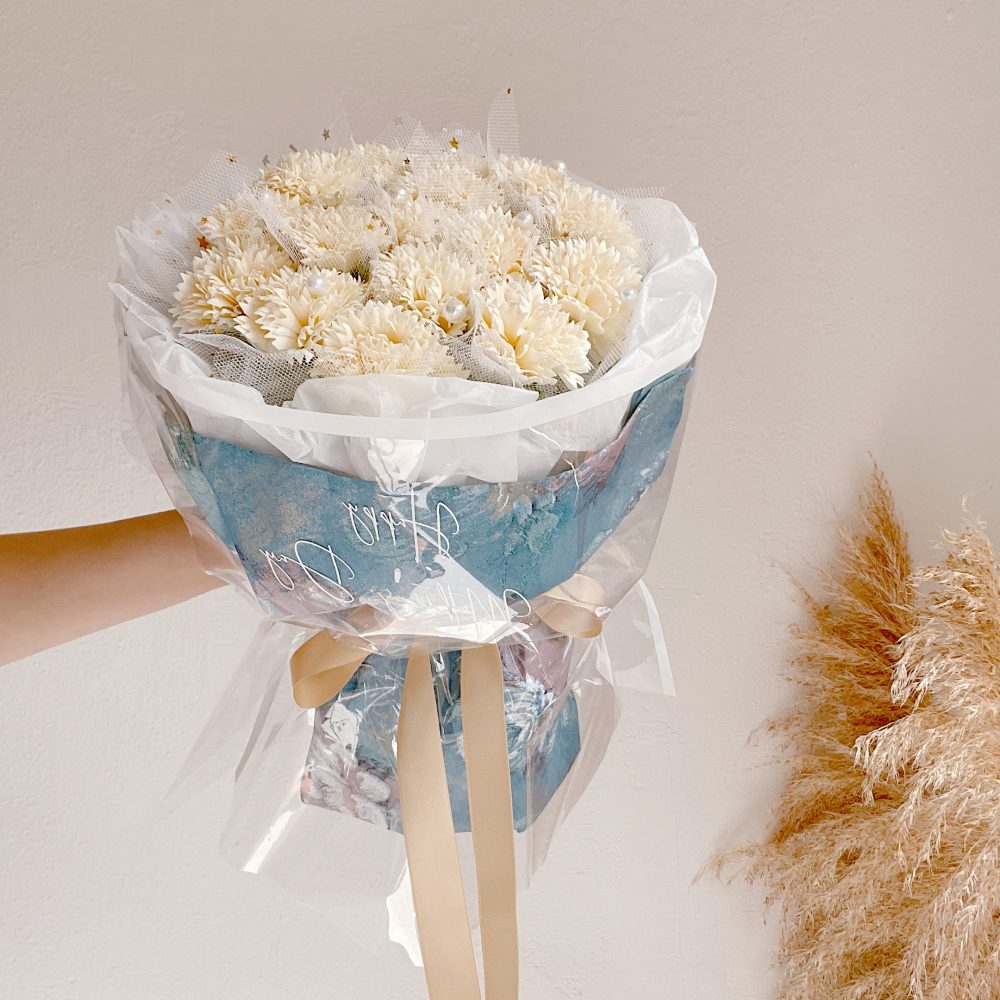 Soap Flower Carnation Bouquet - 16 stalks